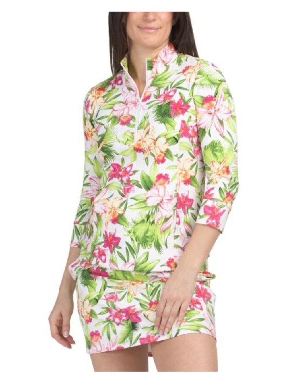 Tommy Bahama Womens Tropical Quarter Zip Pullover Pocket UPF 50 Top Sz L New
